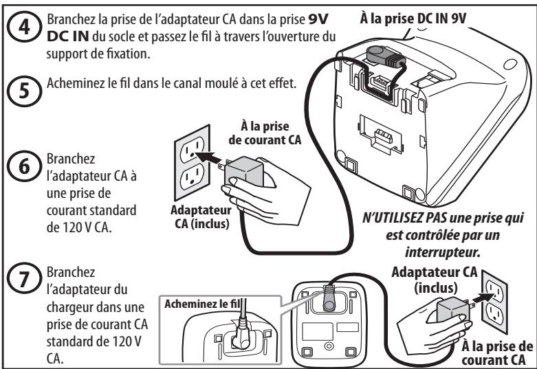 UNIDEN DXI8560 - 1-3. Brancher le socle et le chargeur - 1