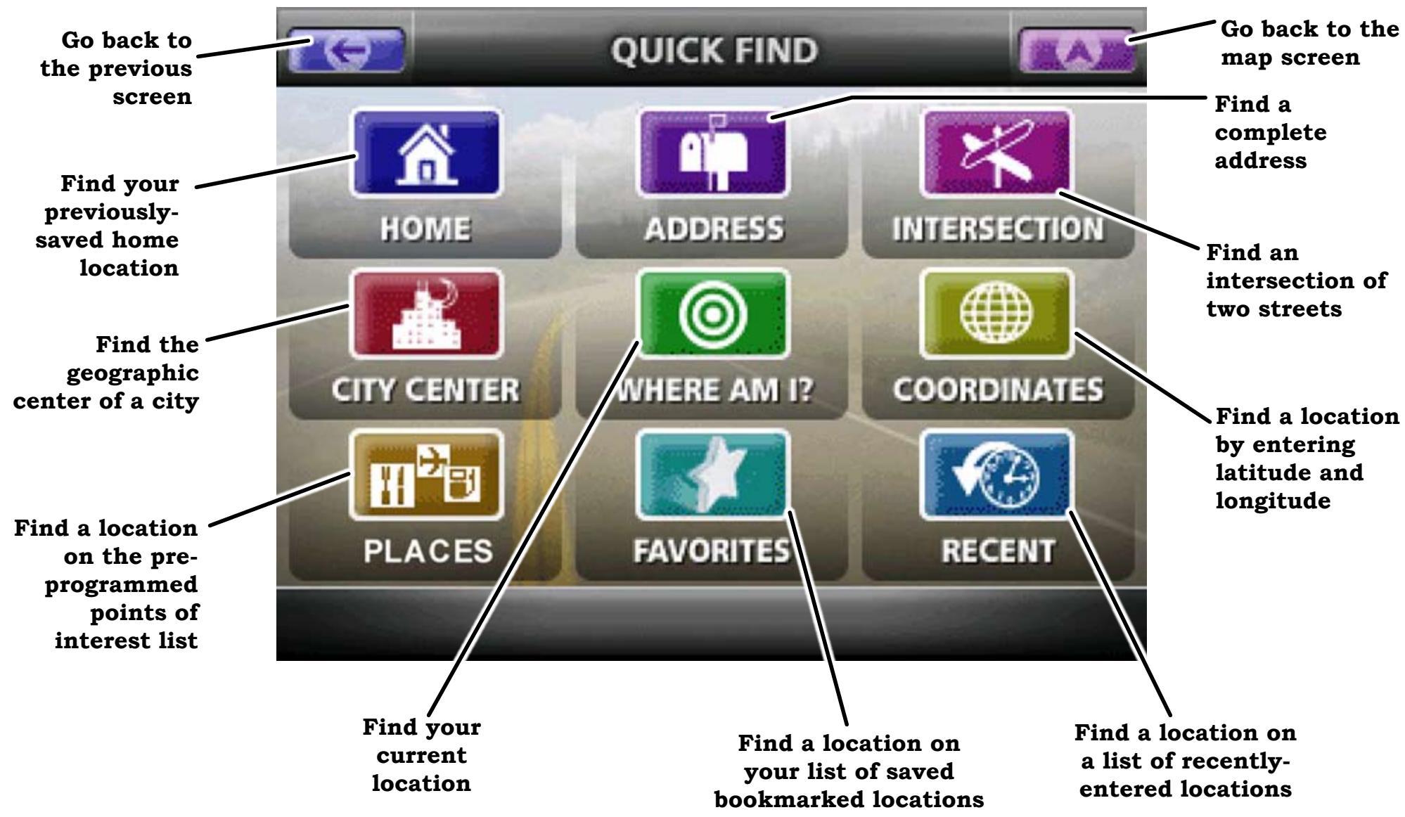UNIDEN MAPTRAX GPS352 - Using the Quick Find Feature - 1