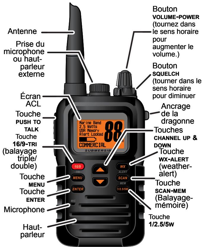 UNIDEN MHS450 - Nomenclature des pièces de la radio MHS450 - 1