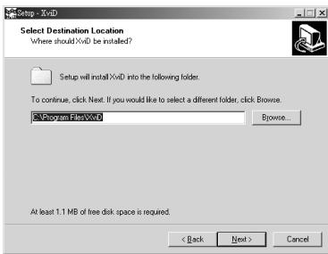YAKUMO CAMMASTER SD 542 - Installation du programme du codec XviD - 3