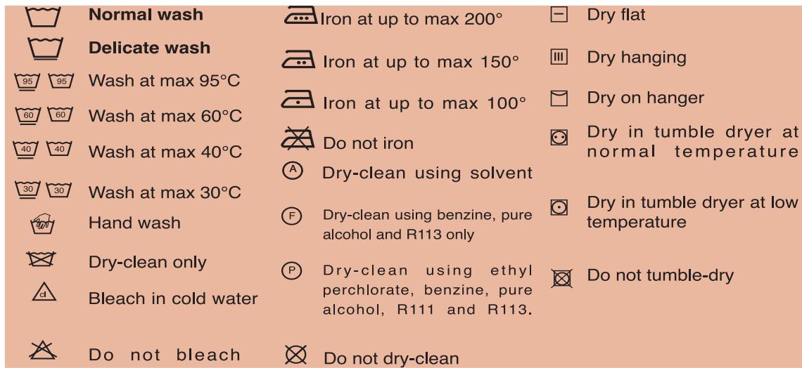 NEW POL XF5600 - INTERNATIONAL CLOTHING CARE SYMBOLS - 1