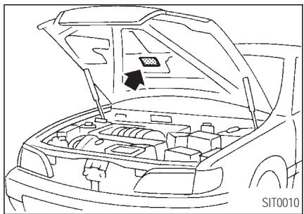 INFINITI I35 - ÉTIQUETTE DU DISPOSITIF ANTIPOLLUTION - 1
