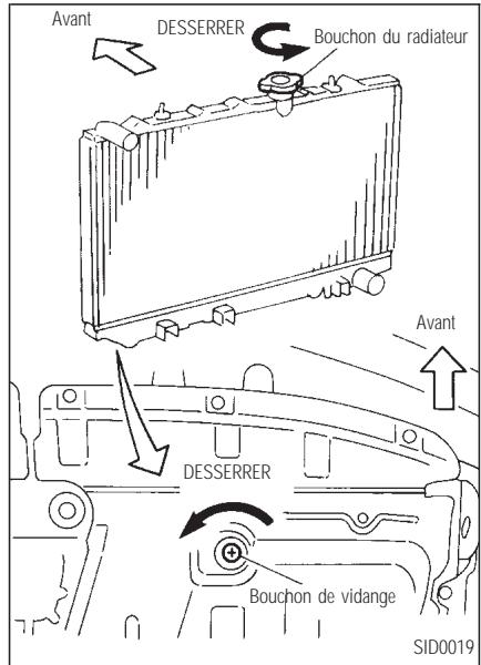 INFINITI I35 - VIDANGE DU LIQUIDE DE RE-FROIDISSEMENT DU MOTEUR - 1