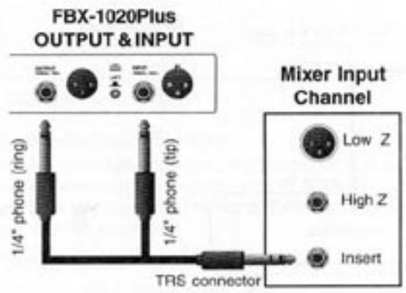 SABINE FBX 1020 PLUS - BRANCHEMENT EN INSERTION SUR UNE VOIE DE CONSOLE - 1
