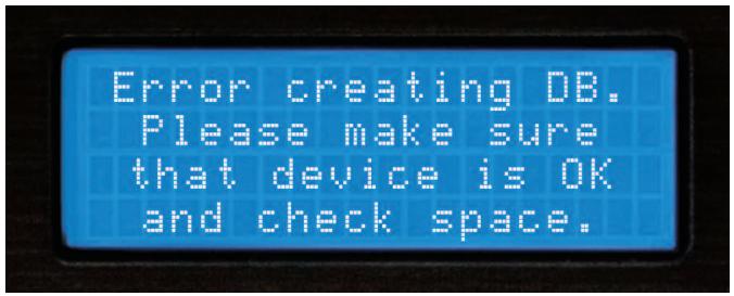 CORTEX DMIX-600 - "Error creating DB" kann angezeigt werden, - 1
