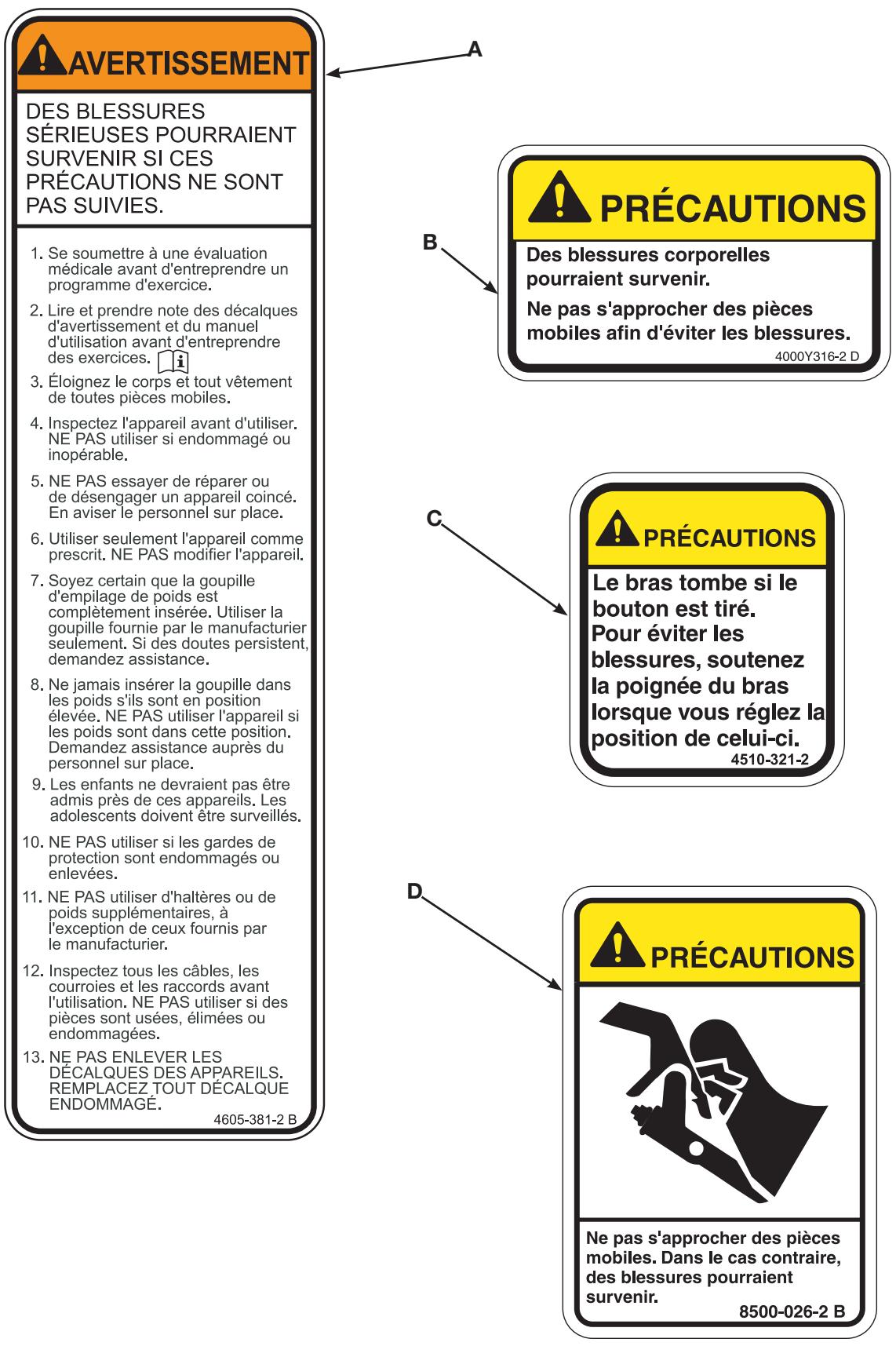 CYBEX INTERNATIONAL 12120 CALF - Autocollants d'avertissement/mise en garde - 1