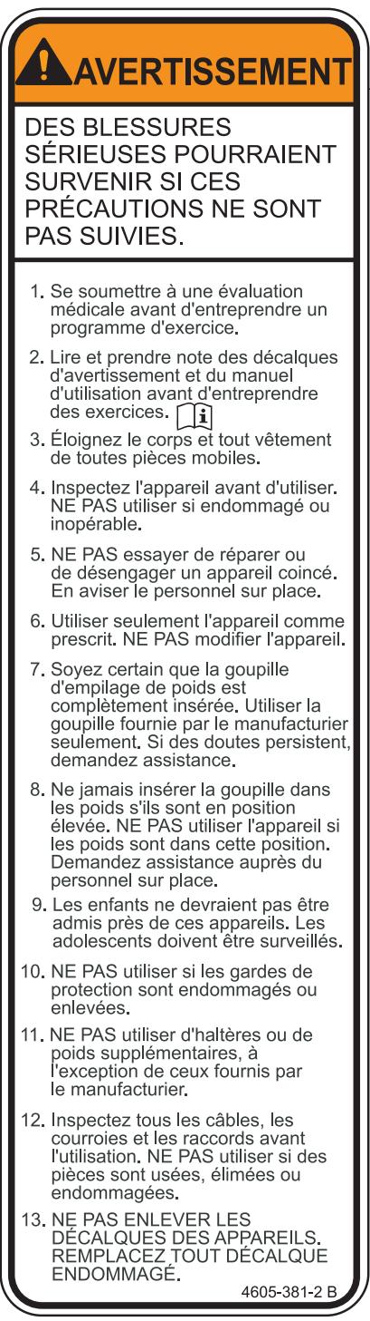 CYBEX INTERNATIONAL 12210 HIP ADDUCTION - Autocollants d'avertissement/mise en garde - 1