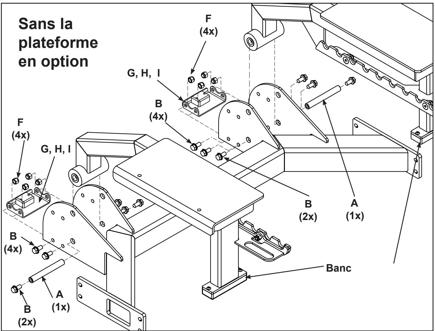 CYBEX INTERNATIONAL 19000_19010 HALFRACK - Fixez les bancs sur la traverse inférieure. - 1