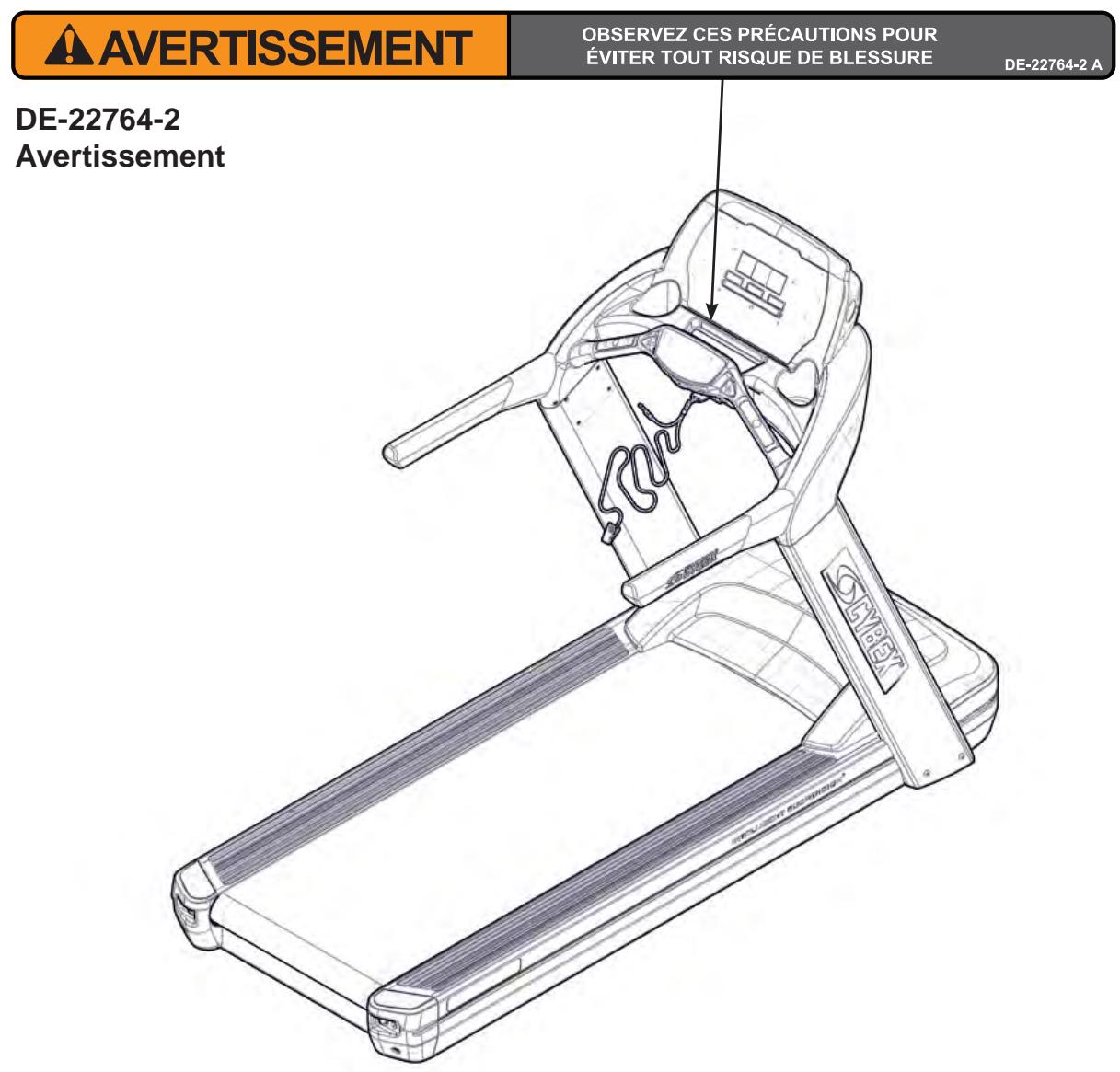 CYBEX INTERNATIONAL 625T TREADMILL - Autocollants d'avertissement - 1