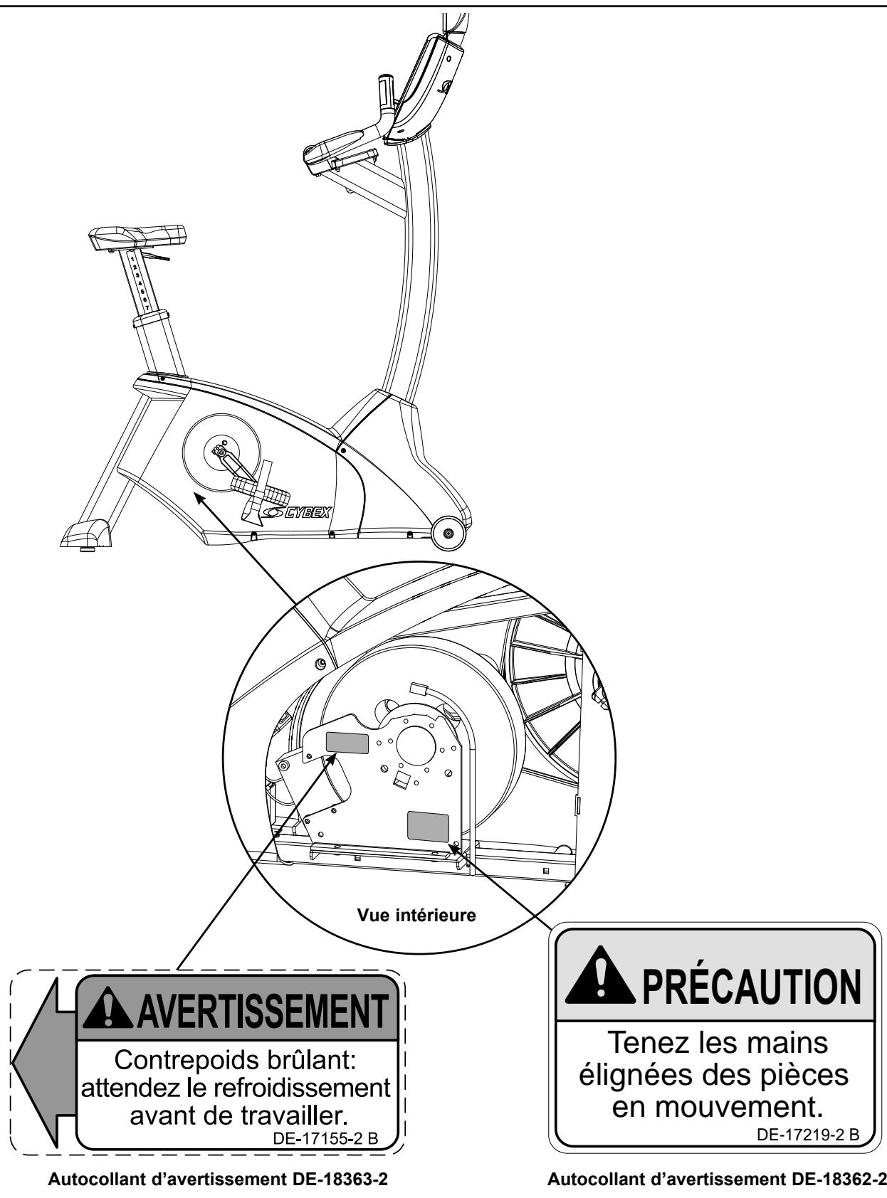 CYBEX INTERNATIONAL 750C-750R CYCLE - AVERTISSEMENT - 3