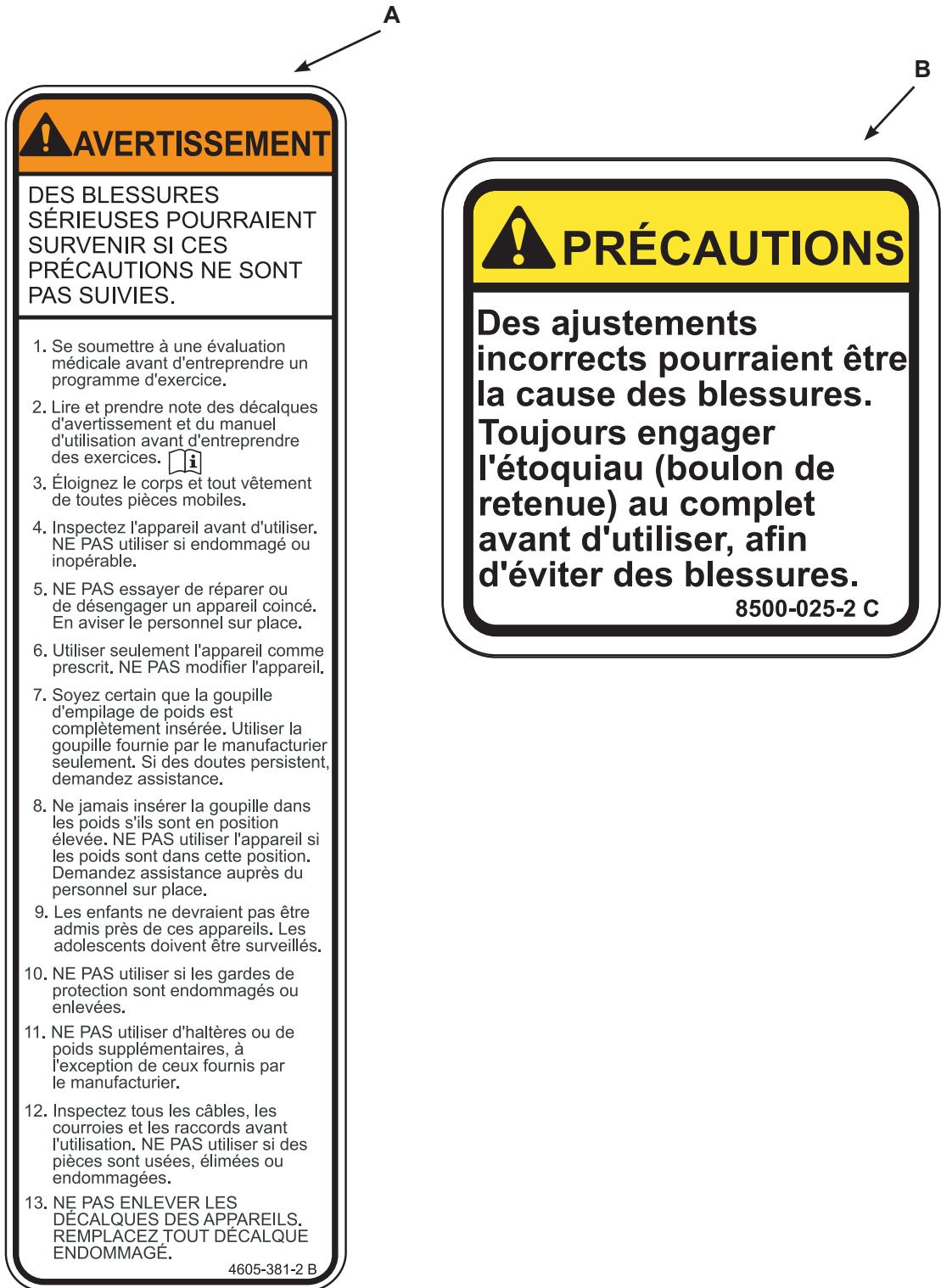 CYBEX INTERNATIONAL FT-325 - Avertissements et mises en garde - 1