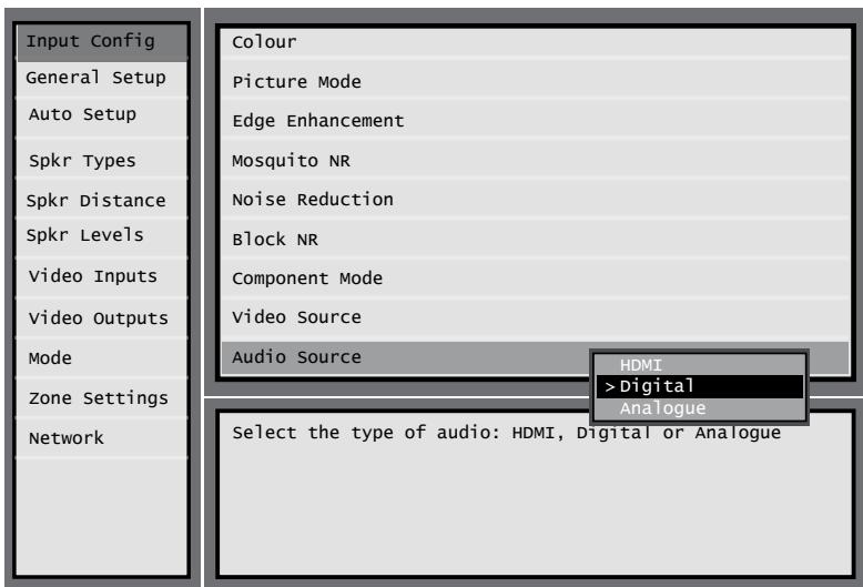 ARCAM AVR600 - Selection de la source audio (version logiciel 1.9+) - 2