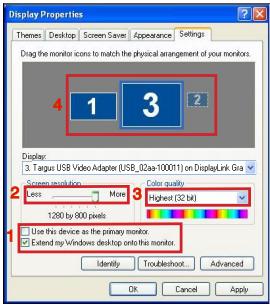 TARGUS USB 2.0 LATPOP DOCKING STATION - Controlling the Display using Windows Display Properties - 2