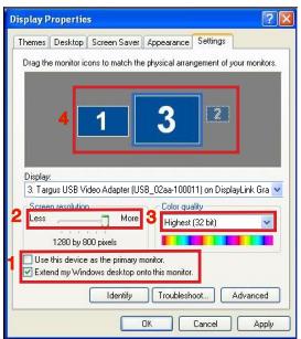 TARGUS USB 2.0 LATPOP DOCKING STATION - Controlar a VisualizaçãoutilizandoWindows Display Properties(Propriedades de Visualização doWindows) - 2