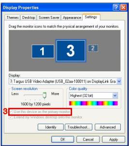 TARGUS USB 2.0 LATPOP DOCKING STATION - Controlar a VisualizaçãoutilizandoWindows Display Properties(Propriedades de Visualização doWindows) - 9