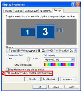TARGUS USB 2.0 LATPOP DOCKING STATION - Controlling the Display using Windows Display Properties - 7