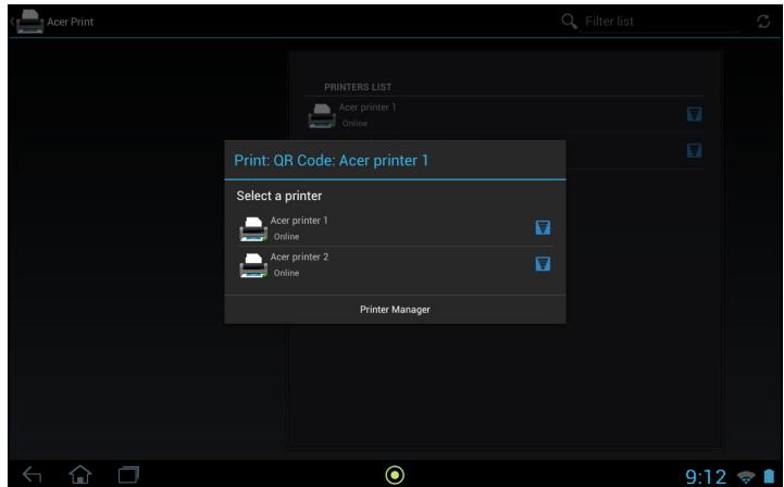 ACER ICONIA TAB W700P - Appuyez sur l'imprimante que vous souhaitez partager dans la liste. - 1