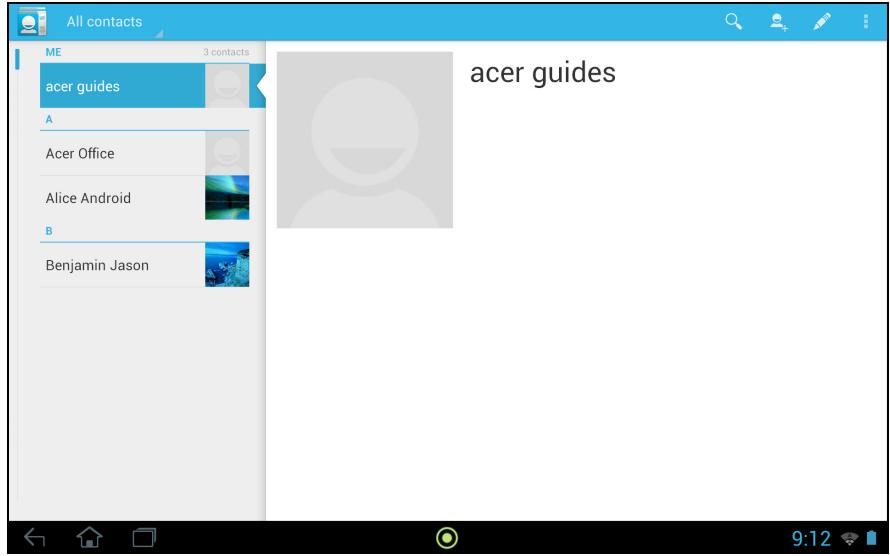 ACER ICONIA TAB W700P - Gérer les personnes et les contacts - 1