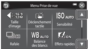 NIKON COOLPIX S6300 - Touchez ou pour faire défilier les options affichées. - 1