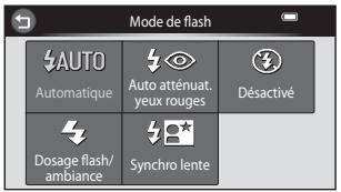 NIKON COOLPIX S6300 - Touchez l'icone correspondant au mode de flash désiré. - 1