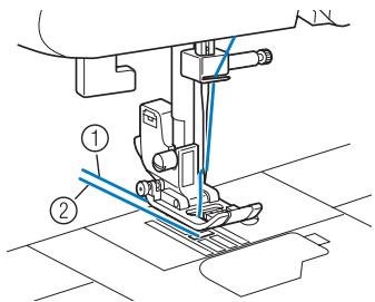 BROTHER DS-140 - Tirez environ 10 cm (4 po) sur ces deux fils, puis mettez-les vers l'arrière de la machine, sous le pied-de-biche. - 1