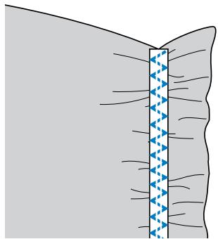 BROTHER DS 140 - Cousez le ruban élastique en l'étirant pour qu'il ait la même longueur que le tissu. - 2