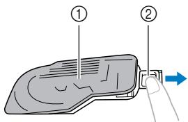 BROTHER DS 140 - Faites glisser le bouton d'ouverture du compartment à canette et ouvre le couvercle du compartment. - 1