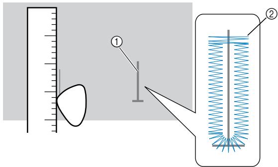 BROTHER DS 140 - Utilisez une craie pour marquer l'emplacement et la longueur de la boutonniere sur le tissu. - 1