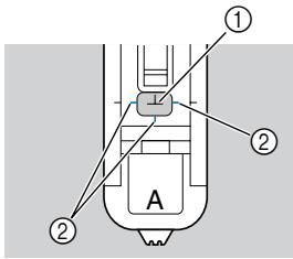 BROTHER CS 10 - Placez le tissu en alignant la partie avant du repère de la boutonnière sur les repères rouges situés sur les côtés du pied pour boutonnière, puis abaissez le levier du pied-de-biche. - 1