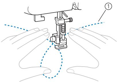 BROTHER CS 10 - Tendez le tissu des deux mains, puis déplacez-le pour suivre le motif. - 1