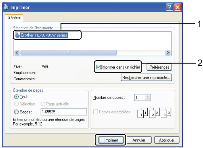 BROTHER HL-3040CN - Création d'un fichier PRN ou PostScript® 3™ (HL-3070CW uniquement) pour l'impression directe - 1