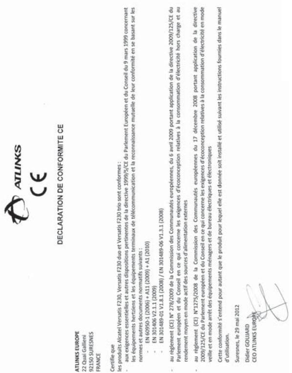 ALCATEL VERSATIS F230 - Garantie - 1