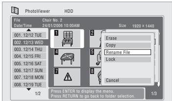 PIONEER DVR-640H-AV (RCS-606H - Sélectionnez 'Rename File' ou 'Rename Folder'. - 1