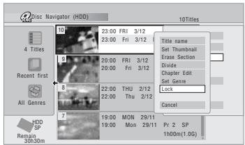 PIONEER DVR-640H-AV (RCS-606H - Selectionnez 'Edit' > 'Lock' sur le menu dandas. - 1