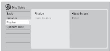PIONEER DVR-640H-AV (RCS-606H - Choisissez 'Finalize' > 'Finalize' > 'Next Screen'. - 1