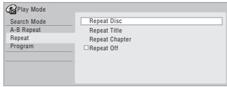 PIONEER DVR-640H-AV (RCS-606H - Sélectionnez 'Repeat' dans le menu Play Mode, puis désissez une option de lecture repétée. - 1