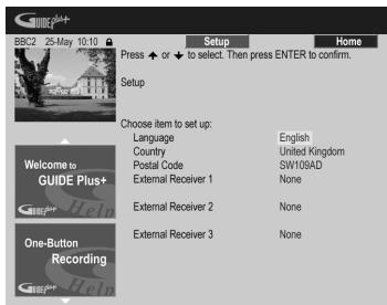 PIONEER DVR-640H-AV (RCS-606H - Modification de la configuration de GUIDE Plus+ - 2