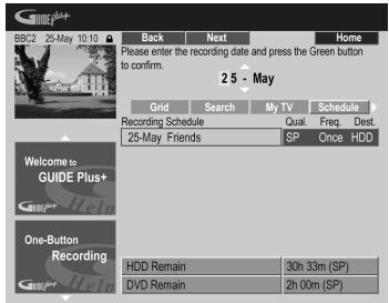 PIONEER DVR-640H-AV (RCS-606H - Appuyez sur la touche d'action VERTE (Modification). - 1
