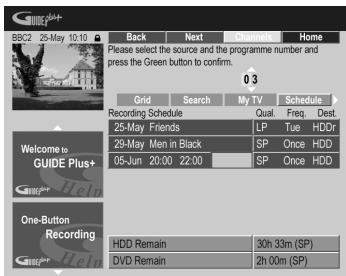 PIONEER DVR-640H-AV (RCS-606H - Réglage du programmeur pour l'enregistrement manuel - 3