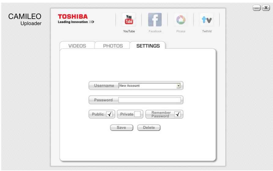 TOSHIBA CAMILEO X400 - Pour configurer votre compte de site Web : - 1