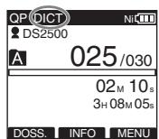 OLYMPUS DS 2500 - Appuyez sur la touche F3 (EXIT) ou | ↓ pour refermer le menu. - 1