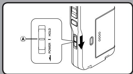 OLYMPUS DS 2500 - Glissez le commutateur POWER/HOLD en position A. - 1
