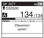 OLYMPUS DS 2500 - Appuyez sur la touche ERASE pour confirmer l'effacement. - 1