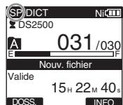 OLYMPUS DS 2500 - Appuyez sur la touche F3 (EXIT) ou l'après refermer le menu. - 1