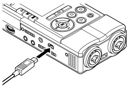 OLYMPUS LS-100 - Lorsque l'enregistreur est en mode stop ou désactivé, connectez le câble USB à la prise de raccordement de l'enregistreur - 1