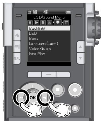 OLYMPUS LS-3 - Appuyez sur les touches / pour sélectionner l'élément à configurer - 1