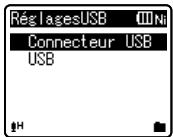 OLYMPUS WS-650S - Appuyez sur la touche + ou - pour désirir [Connecteur USB] ou [USB]. - 1