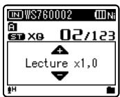 OLYMPUS WS-650S - Changement de la vitesse de lecture - 2