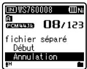 OLYMPUS WS-650S - Sélectionnez [fichier divisé] dans le menu [Menu fichier]. - 1