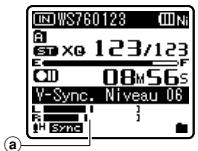 OLYMPUS WS-650S - Appuyez sur la touche▶l ou ↓ pour ajuster le niveau de synchronisation de la voix. - 1